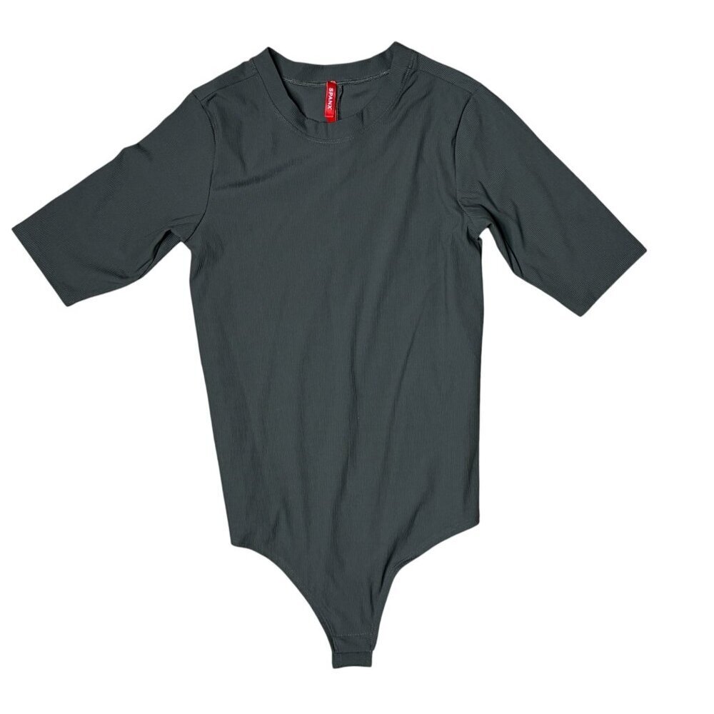 SPANX Suit Yourself Ribbed Crew Neck Short Sleeve Bodysuit Size Medium